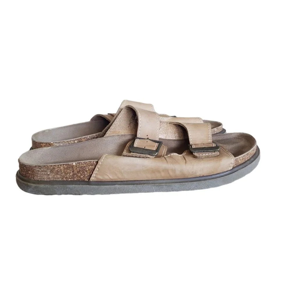 GH Bass & Co D Tan BELMAR Double Strap Sandals Men's Size 13M Made in Italy